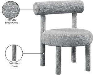 Parlor Boucle Fabric / Solid Wood / Foam Contemporary Grey Boucle Fabric Accent Chair - 23.5" W x 22.5" D x 30" H