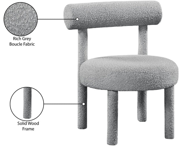 Parlor Boucle Fabric / Solid Wood / Foam Contemporary Grey Boucle Fabric Accent Chair - 23.5" W x 22.5" D x 30" H