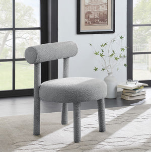 Parlor Boucle Fabric / Solid Wood / Foam Contemporary Grey Boucle Fabric Accent Chair - 23.5" W x 22.5" D x 30" H