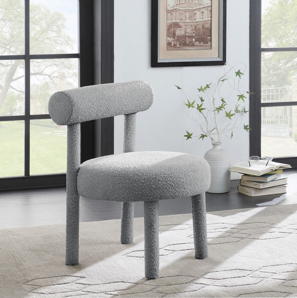 Parlor Boucle Fabric / Solid Wood / Foam Contemporary Grey Boucle Fabric Accent Chair - 23.5" W x 22.5" D x 30" H