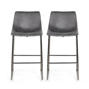 Cedric Modern Microfiber Bar Stool, Slate and Black Noble House