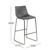 Cedric Modern Microfiber Bar Stool, Slate and Black Noble House