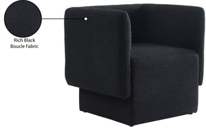 Vera Boucle Fabric / Wood / Foam Contemporary Black Boucle Fabric Accent Chair - 31" W x 27" D x 29" H