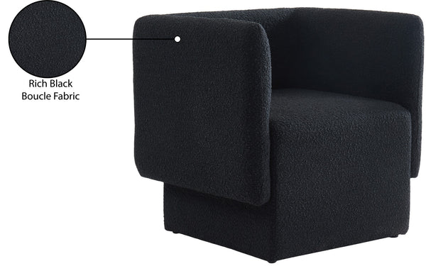 Vera Boucle Fabric / Wood / Foam Contemporary Black Boucle Fabric Accent Chair - 31" W x 27" D x 29" H