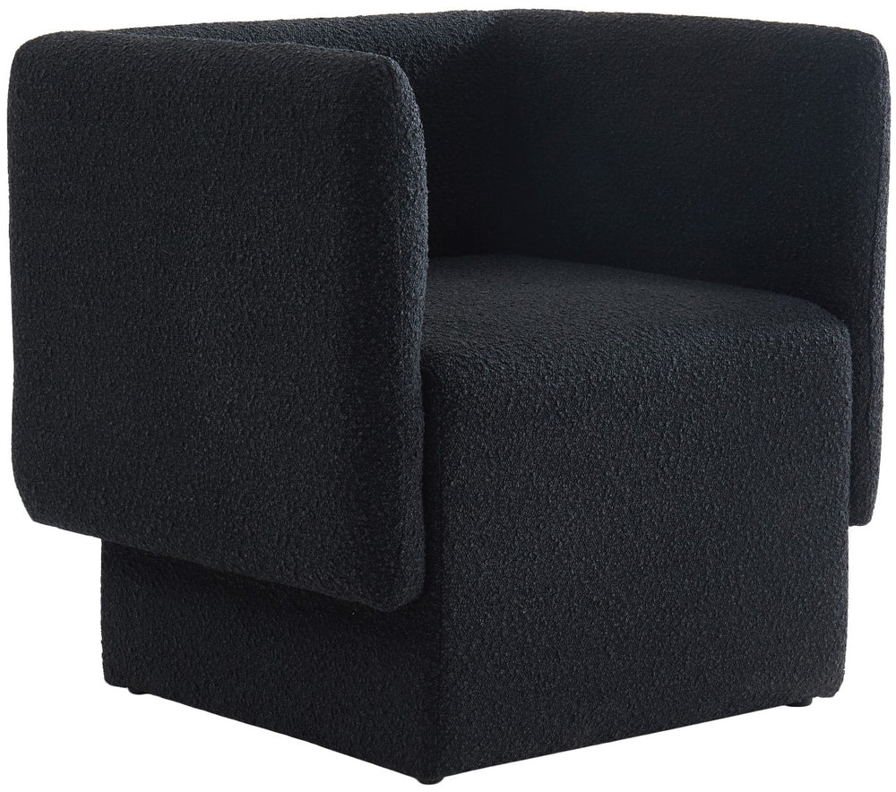 Vera Boucle Fabric / Wood / Foam Contemporary Black Boucle Fabric Accent Chair - 31" W x 27" D x 29" H