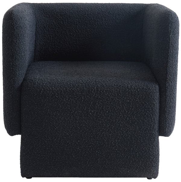 Vera Boucle Fabric / Wood / Foam Contemporary Black Boucle Fabric Accent Chair - 31" W x 27" D x 29" H