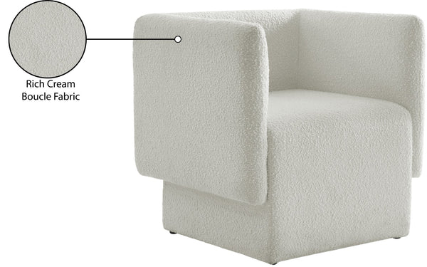 Vera Boucle Fabric / Wood / Foam Contemporary Cream Boucle Fabric Accent Chair - 31" W x 27" D x 29" H