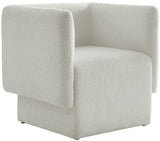 Vera Boucle Fabric / Wood / Foam Contemporary Cream Boucle Fabric Accent Chair - 31" W x 27" D x 29" H