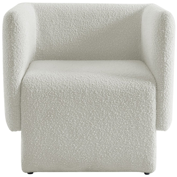 Vera Boucle Fabric / Wood / Foam Contemporary Cream Boucle Fabric Accent Chair - 31" W x 27" D x 29" H