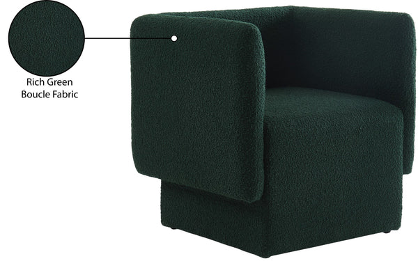 Vera Boucle Fabric / Wood / Foam Contemporary Green Boucle Fabric Accent Chair - 31" W x 27" D x 29" H