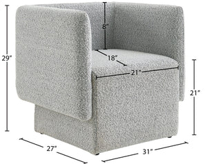Vera Boucle Fabric / Wood / Foam Contemporary Grey Boucle Fabric Accent Chair - 31" W x 27" D x 29" H