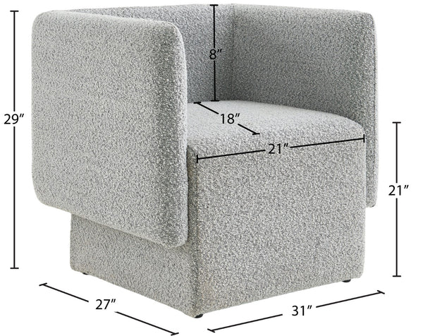 Vera Boucle Fabric / Wood / Foam Contemporary Grey Boucle Fabric Accent Chair - 31" W x 27" D x 29" H