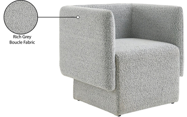 Vera Boucle Fabric / Wood / Foam Contemporary Grey Boucle Fabric Accent Chair - 31" W x 27" D x 29" H