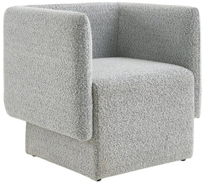 Vera Boucle Fabric / Wood / Foam Contemporary Grey Boucle Fabric Accent Chair - 31" W x 27" D x 29" H