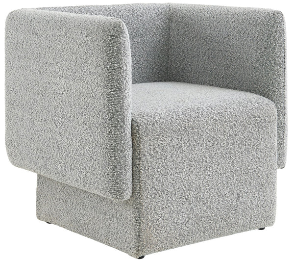 Vera Boucle Fabric / Wood / Foam Contemporary Grey Boucle Fabric Accent Chair - 31" W x 27" D x 29" H