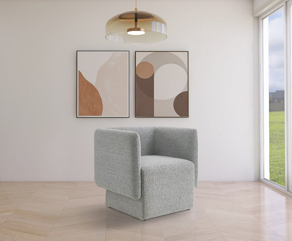 Vera Boucle Fabric / Wood / Foam Contemporary Grey Boucle Fabric Accent Chair - 31" W x 27" D x 29" H