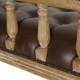 Loyning Traditional Upholstered Tufted Loveseat, Dark Brown and Natural Noble House