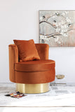 Kendra Velvet / Engineered Wood / Foam Contemporary Cognac Velvet Accent Chair - 29" W x 29" D x 29" H