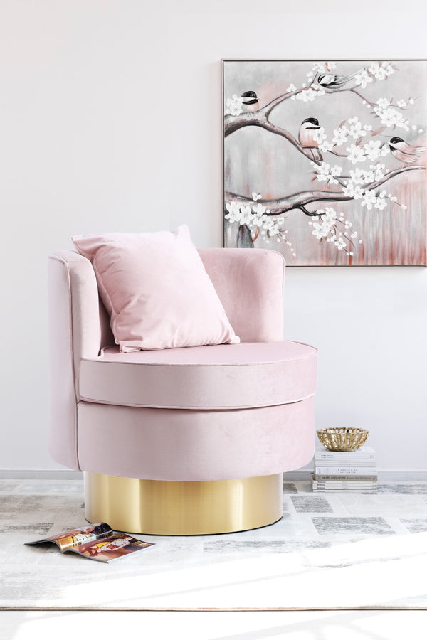 Kendra Velvet / Engineered Wood / Foam Contemporary Pink Velvet Accent Chair - 29" W x 29" D x 29" H