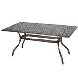 Phoenix Traditional Outdoor Aluminum Rectangular Dining?Table, Hammered Bronze Noble House