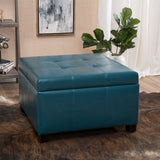 Noble House Richmond KD PU Teal Storage Ottoman