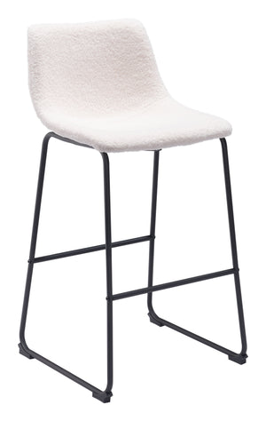 Zuo Modern Smart 100% Polyester, Plywood, Steel Transitional Commercial Grade Barstool Set - Set of 2 Ivory, Black 100% Polyester, Plywood, Steel