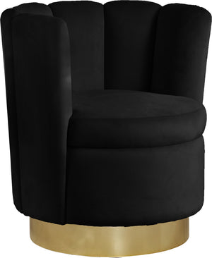 Lily Velvet / Engineered Wood / Steel Contemporary Black Velvet Accent Chair - 30" W x 27" D x 31" H