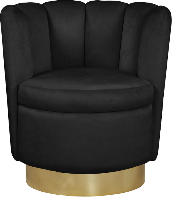 Lily Velvet / Engineered Wood / Steel Contemporary Black Velvet Accent Chair - 30" W x 27" D x 31" H