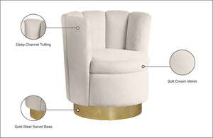 Lily Velvet / Engineered Wood / Steel Contemporary Cream Velvet Accent Chair - 30" W x 27" D x 31" H