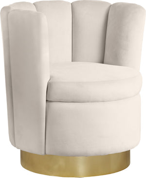 Lily Velvet / Engineered Wood / Steel Contemporary Cream Velvet Accent Chair - 30" W x 27" D x 31" H