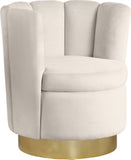 Lily Velvet / Engineered Wood / Steel Contemporary Cream Velvet Accent Chair - 30" W x 27" D x 31" H