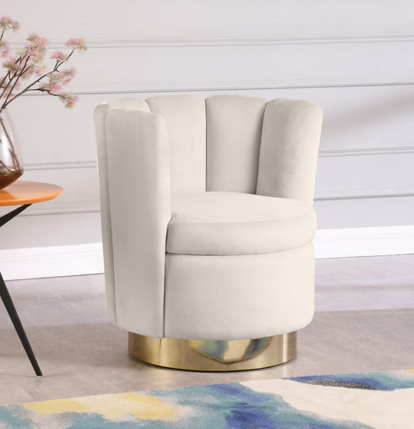 Lily Velvet / Engineered Wood / Steel Contemporary Cream Velvet Accent Chair - 30" W x 27" D x 31" H