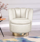 Lily Velvet / Engineered Wood / Steel Contemporary Cream Velvet Accent Chair - 30" W x 27" D x 31" H