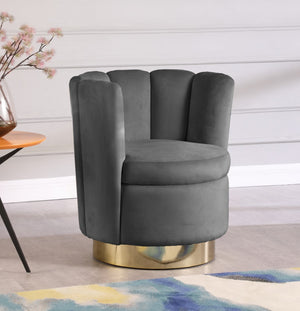 Lily Velvet / Engineered Wood / Steel Contemporary Grey Velvet Accent Chair - 30" W x 27" D x 31" H