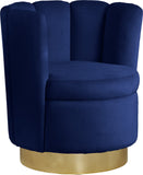 Lily Velvet / Engineered Wood / Steel Contemporary Navy Velvet Accent Chair - 30" W x 27" D x 31" H