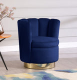 Lily Velvet / Engineered Wood / Steel Contemporary Navy Velvet Accent Chair - 30" W x 27" D x 31" H