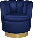 Lily Velvet / Engineered Wood / Steel Contemporary Navy Velvet Accent Chair - 30" W x 27" D x 31" H