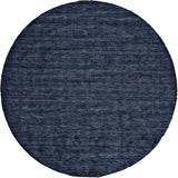 Luna Hand Woven Marled Wool Rug, Midnight Navy Blue, 8ft x 8ft Round