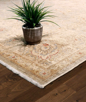 Pasargad Denver Hand-Knotted Ivory Wool Area Rug 57942 8x10-PASARGAD