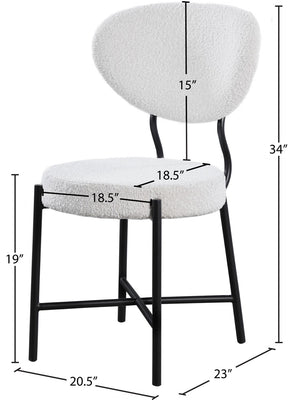 Allure Boucle Fabric / Iron / Foam Contemporary Cream Boucle Fabric Dining Chair - 20.5" W x 23" D x 34" H