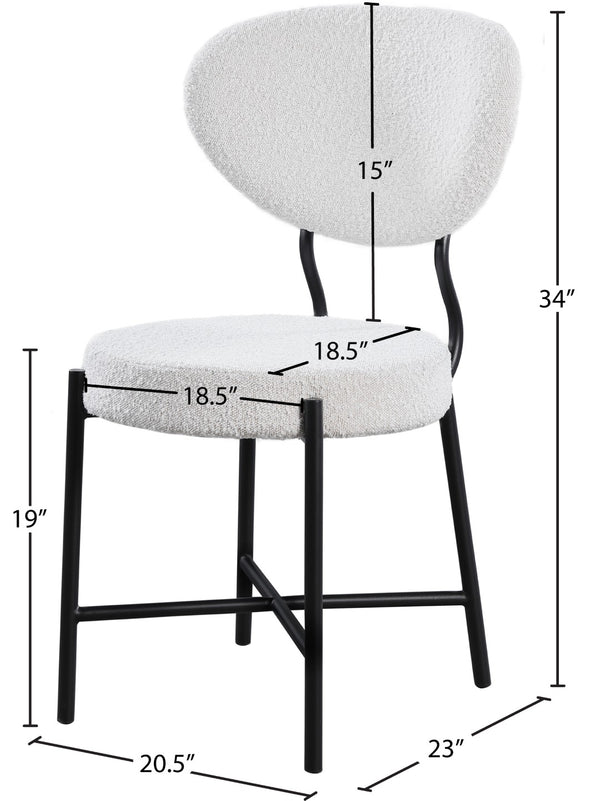 Allure Boucle Fabric / Iron / Foam Contemporary Cream Boucle Fabric Dining Chair - 20.5" W x 23" D x 34" H