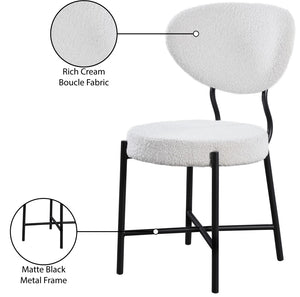 Allure Boucle Fabric / Iron / Foam Contemporary Cream Boucle Fabric Dining Chair - 20.5" W x 23" D x 34" H