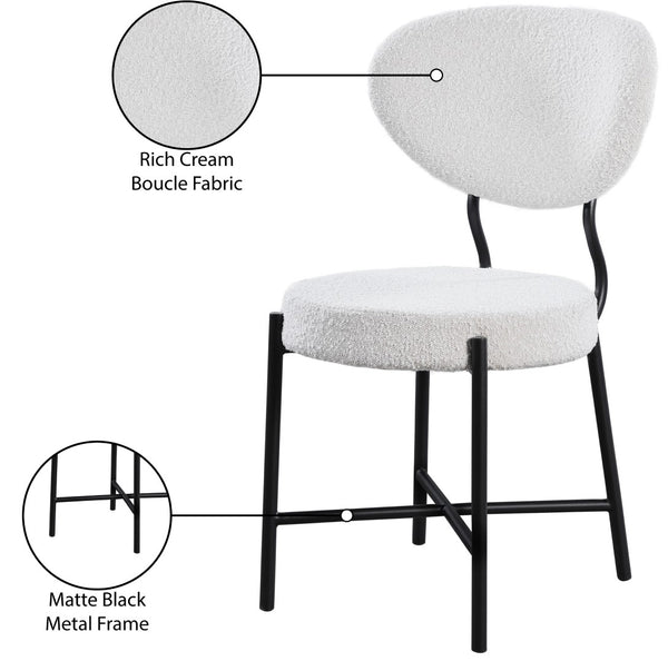 Allure Boucle Fabric / Iron / Foam Contemporary Cream Boucle Fabric Dining Chair - 20.5" W x 23" D x 34" H