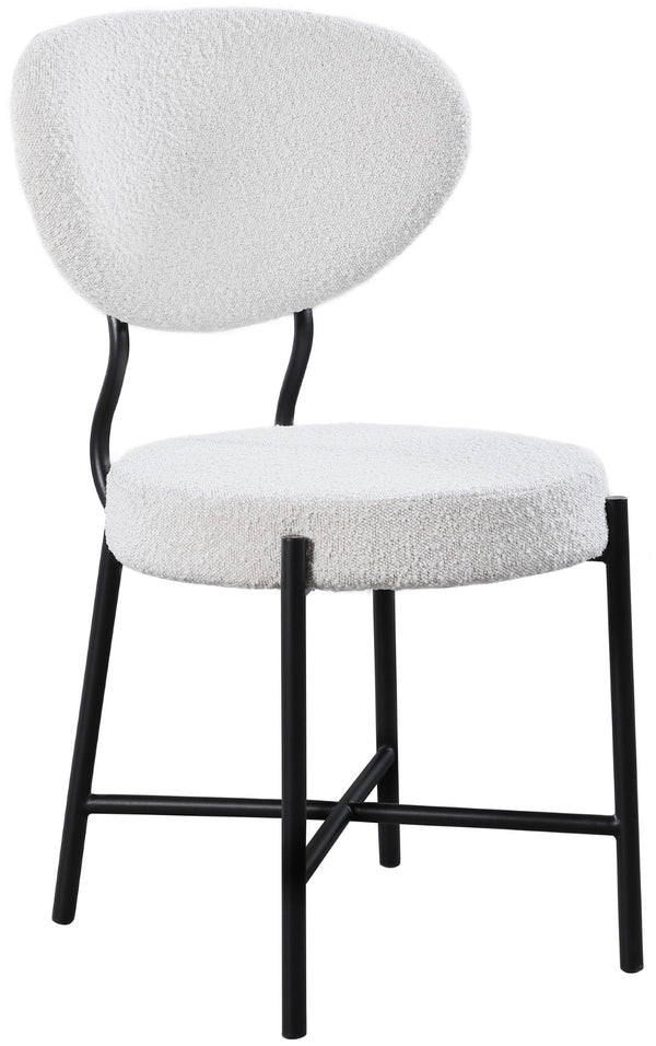 Allure Boucle Fabric / Iron / Foam Contemporary Cream Boucle Fabric Dining Chair - 20.5" W x 23" D x 34" H