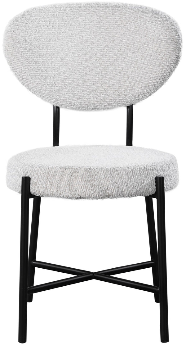 Allure Boucle Fabric / Iron / Foam Contemporary Cream Boucle Fabric Dining Chair - 20.5" W x 23" D x 34" H
