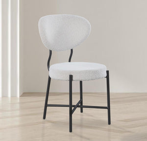Allure Boucle Fabric / Iron / Foam Contemporary Cream Boucle Fabric Dining Chair - 20.5" W x 23" D x 34" H
