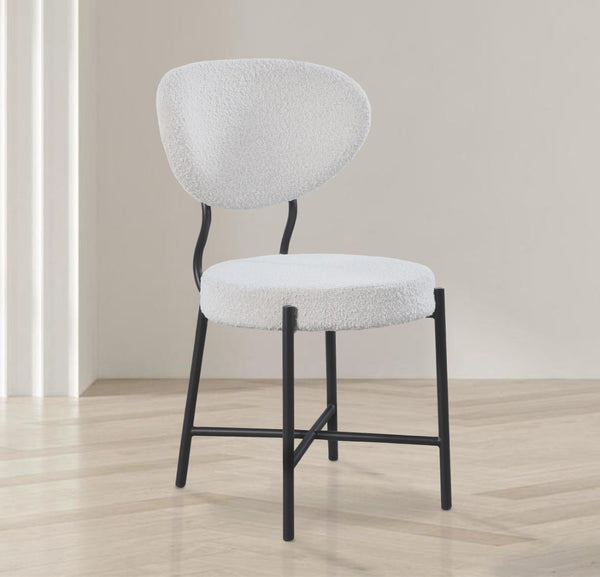 Allure Boucle Fabric / Iron / Foam Contemporary Cream Boucle Fabric Dining Chair - 20.5" W x 23" D x 34" H
