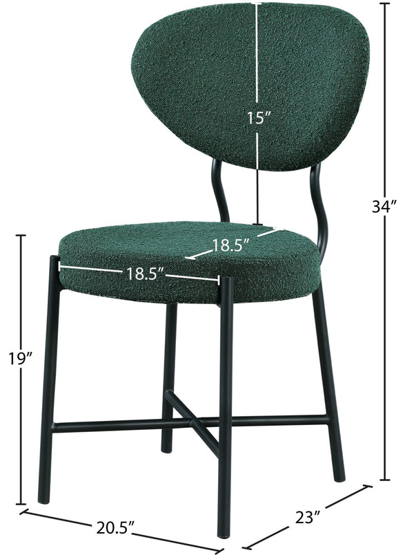 Allure Boucle Fabric / Iron / Foam Contemporary Green Boucle Fabric Dining Chair - 20.5" W x 23" D x 34" H