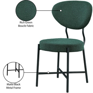 Allure Boucle Fabric / Iron / Foam Contemporary Green Boucle Fabric Dining Chair - 20.5" W x 23" D x 34" H