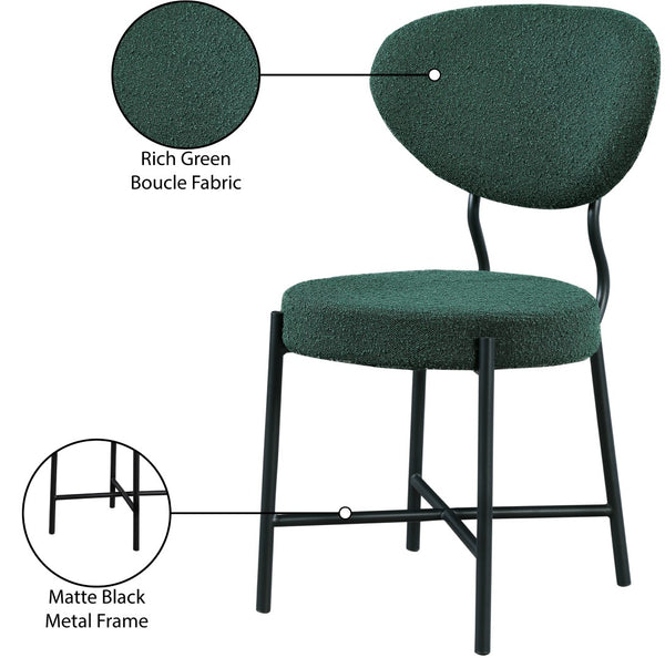 Allure Boucle Fabric / Iron / Foam Contemporary Green Boucle Fabric Dining Chair - 20.5" W x 23" D x 34" H